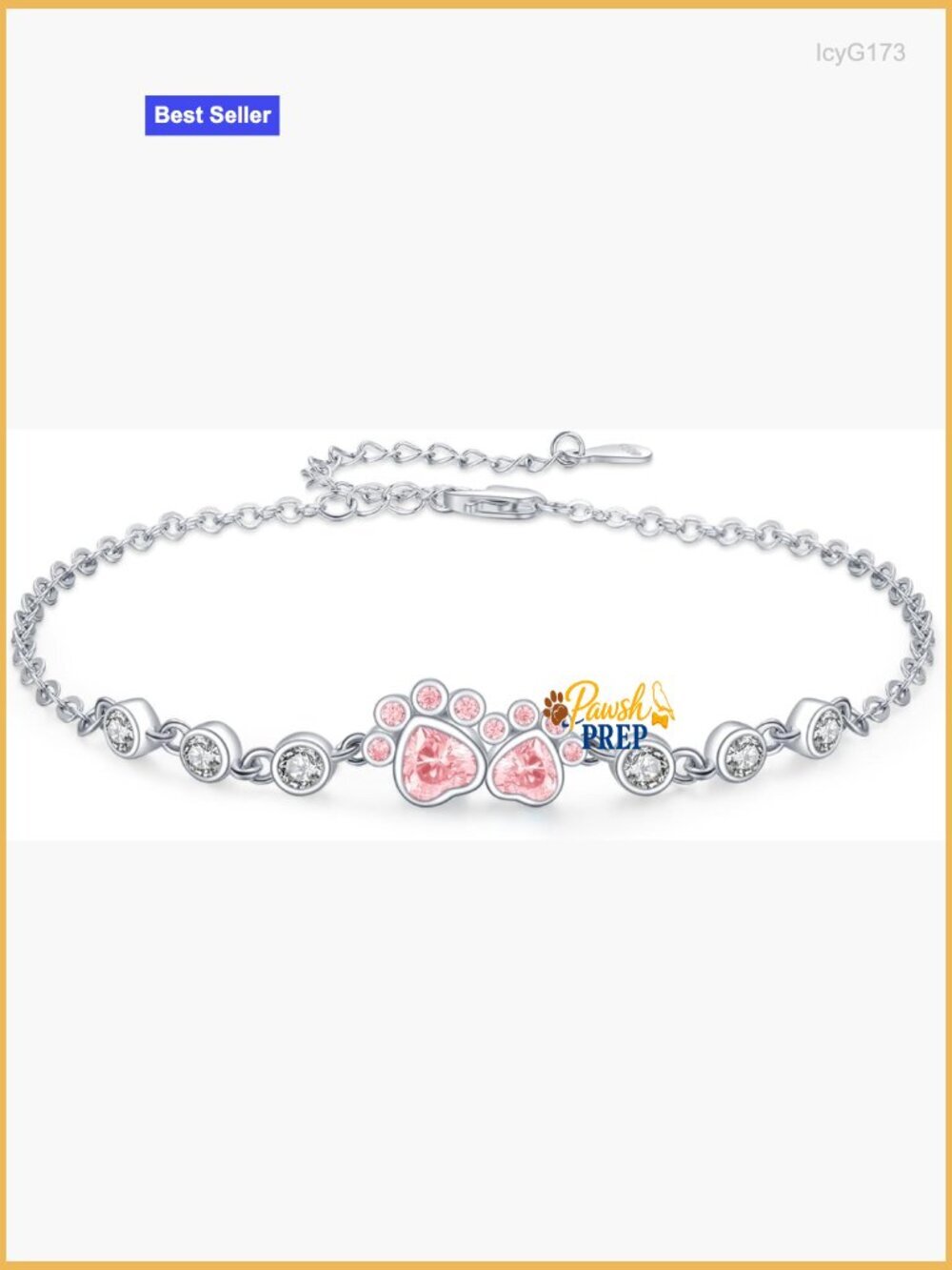 925 Sterling Silver Adjustable Animal Bracelet with Paw Print Design